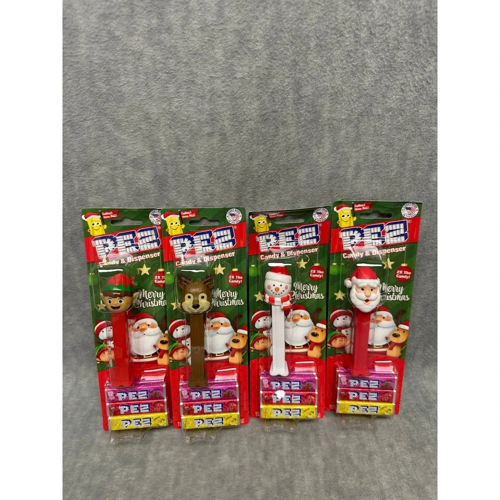 PEZ‎ Candy Christmas Dispensers with Candy 4 Sets Elf Reindeer Snowman Santa